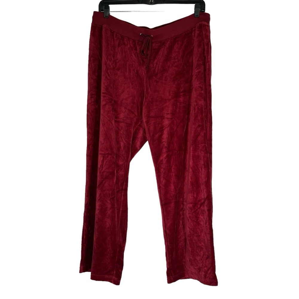 Venezia Velour Pants Drawstring Waist Red Y2K Athleisure Women's Size 18/20